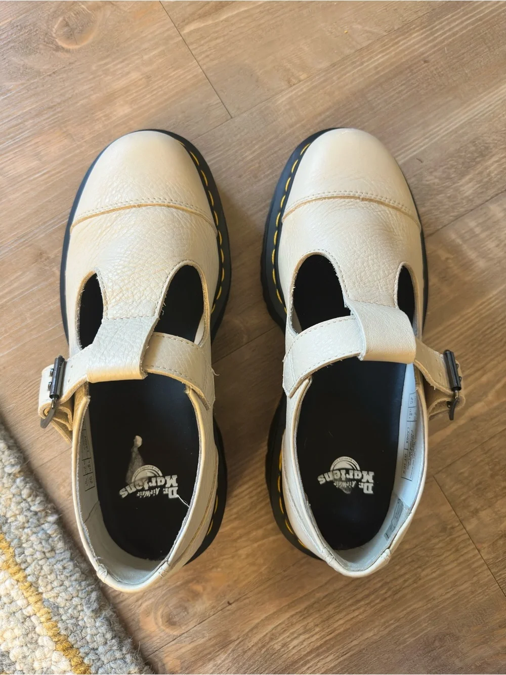 Dr. Martens Cream T‑Bar Platform Mary Jane Shoes
